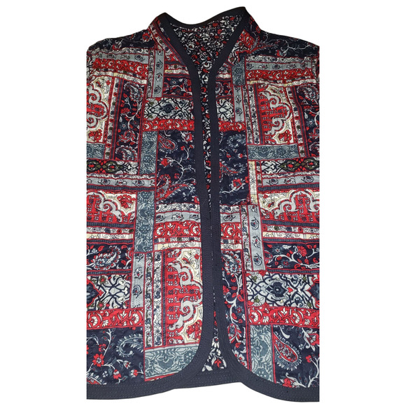 Vintage Reversible Quilted Paisley Floral Boho Jacket M Handmade Cotton Cardigan - Picture 6 of 13